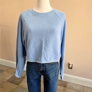 Z Supply Blue Cropped Sweatshirt Pullover Casual Top